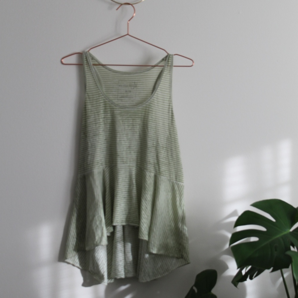 Free People “We The Free” Olive/White Striped Tank